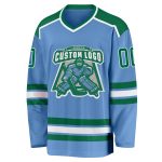 Personalized Light Blue Green White Hockey Jersey - Custom Team Apparel Personalized Light Blue Kelly Green-White Hockey