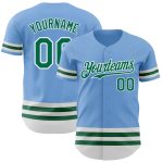Custom Team Name and Number Personalized Light Blue and Kelly Green Baseball Jersey Personalized Light Blue Kelly Green-White