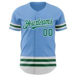 Custom Team Name and Number Personalized Light Blue and Kelly Green Baseball Jersey Personalized Light Blue Kelly Green-White