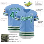 Custom Team Name and Number Personalized Light Blue and Kelly Green Baseball Jersey Personalized Light Blue Kelly Green-White
