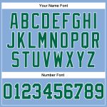 Custom Name and Number Performance T-Shirt - Light Blue Kelly Green White Long Sleeve Team Shirt Personalized Light Blue