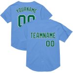 Personalized Light Blue Green White Mesh Throwback Baseball Jersey Personalized Light Blue Kelly Green-White Mesh Authentic