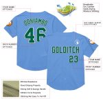 Personalized Light Blue Green White Mesh Throwback Baseball Jersey Personalized Light Blue Kelly Green-White Mesh Authentic