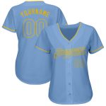 Custom Name and Number Authentic Baseball Jersey in Light Blue and Gold - Personalized Team Jersey Personalized Light Blue