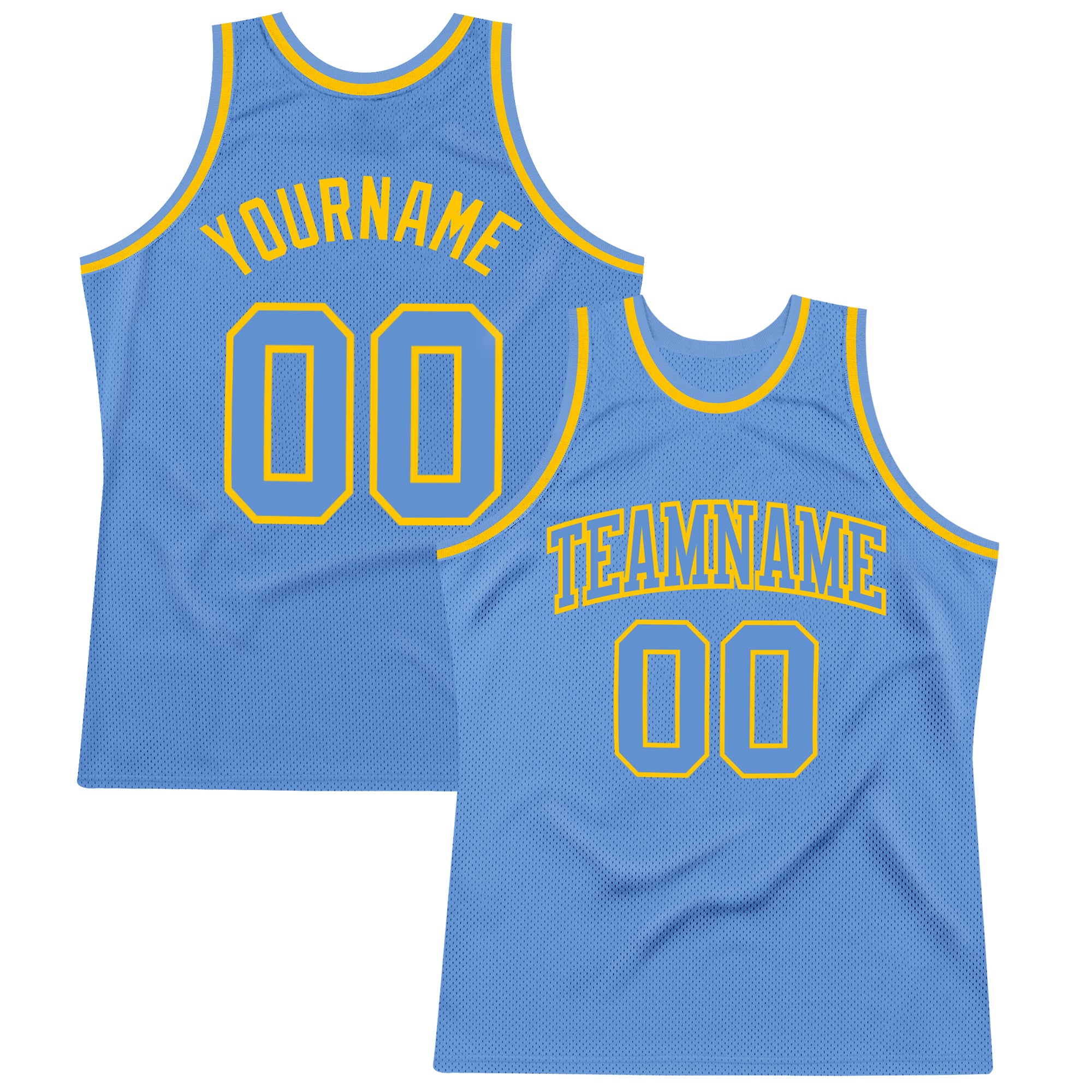 Custom Light Blue-Gold Basketball Jersey with Personalized Name & Number - Authentic Throwback Style Personalized Light Blue