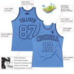 Custom Light Blue-Navy Basketball Jersey with Personalized Name & Number - Authentic Throwback Style Personalized Light Blue