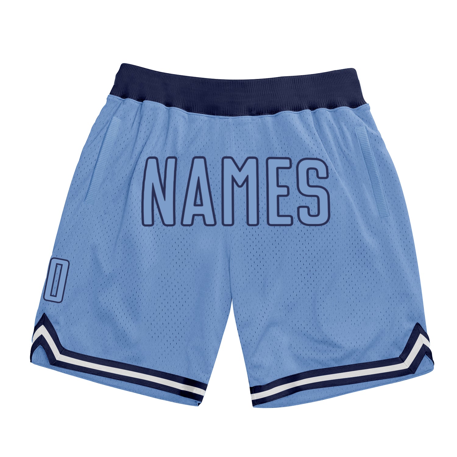 Custom Name and Number Personalized Light Blue-Navy Basketball Shorts - Authentic Throwback Style Personalized Light Blue