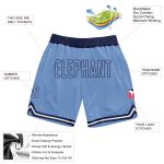 Custom Name and Number Personalized Light Blue-Navy Basketball Shorts - Authentic Throwback Style Personalized Light Blue