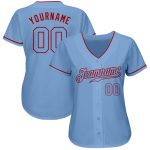 Custom Light Blue and Red Authentic Baseball Jersey with Personalized Name and Number Personalized Light Blue Light Blue-Red