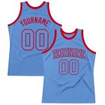 Custom Name Number Authentic Basketball Jersey Light Blue Red Team Personalized Throwback Personalized Light Blue Light Blue-Red