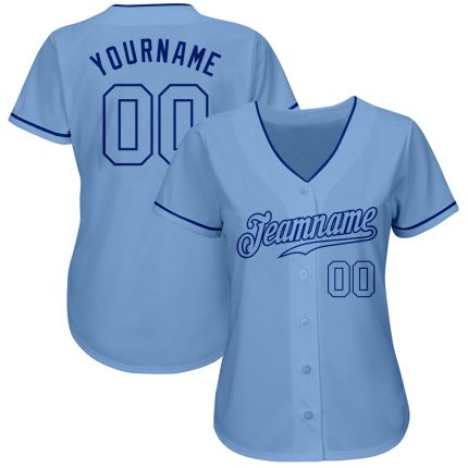 Personalized Royal Blue Baseball Jersey - Authentic Light Blue Design Personalized Light Blue Light Blue-Royal Authentic