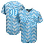 Custom Personalized Light Blue 3D Pattern Baseball Jersey with Name and Number - Authentic Team Apparel Personalized Light