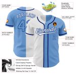 Personalized Light Blue and White Split Fashion Baseball Jersey with Custom Name and Number - Authentic Team Apparel Personalized