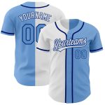 Personalized Light Blue and White Split Fashion Baseball Jersey with Custom Name and Number - Authentic Team Apparel Personalized
