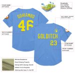 Custom Name & Number Personalized Light Blue & Yellow Baseball Jersey - Authentic Throwback Mesh Design Personalized Light