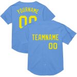 Custom Name & Number Personalized Light Blue & Yellow Baseball Jersey - Authentic Throwback Mesh Design Personalized Light