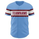 Custom Name Number Authentic Baseball Jersey Light Blue Maroon White - Personalized Team Jersey Personalized Light Blue Maroon-White