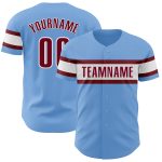 Custom Name Number Authentic Baseball Jersey Light Blue Maroon White - Personalized Team Jersey Personalized Light Blue Maroon-White
