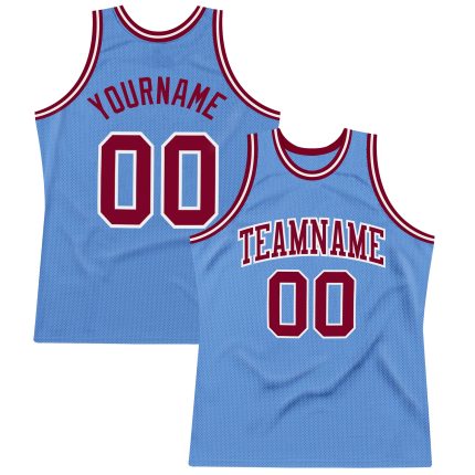 Custom Name and Number Light Blue Maroon-White Authentic Basketball Jersey - Personalized Throwback Jersey Personalized Light