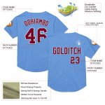 Custom Name Number Authentic Throwback Baseball Jersey Light Blue Maroon White Mesh - Personalized Team Jersey Personalized