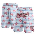 Custom Name Number Basketball Shorts 3D Starfish Pattern Light Blue Pink Black Medium Authentic Team Apparel Personalized