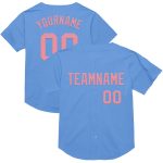 Custom Name and Number Light Blue Pink Mesh Baseball Jersey - Medium Authentic Throwback Team Jersey Personalized Light Blue