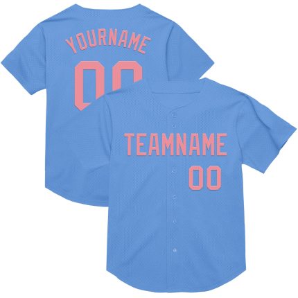 Custom Name and Number Light Blue Pink Mesh Baseball Jersey - Medium Authentic Throwback Team Jersey Personalized Light Blue