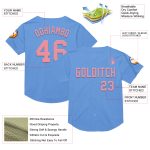 Custom Name and Number Light Blue Pink Mesh Baseball Jersey - Medium Authentic Throwback Team Jersey Personalized Light Blue