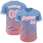 Custom Name and Number 3D Twinkle Star Baseball Jersey in Light Blue and Pink-White Gradient, Medium Size Design Personalized