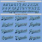 Custom Name Number Varsity Letterman Jacket Light Blue Navy Aqua Bomber Full-Snap for Team Personalization Personalized Light