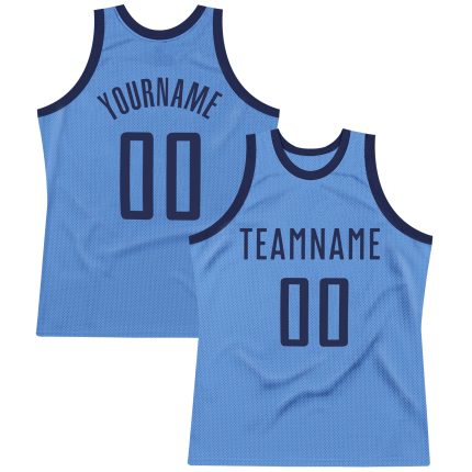 Custom Name Number Authentic Basketball Jersey Light Blue Navy Throwback Personalized Light Blue Navy Authentic Throwback