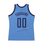 Custom Name Number Authentic Basketball Jersey Light Blue Navy Throwback Personalized Light Blue Navy Authentic Throwback