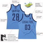 Custom Name Number Authentic Basketball Jersey Light Blue Navy Throwback Personalized Light Blue Navy Authentic Throwback