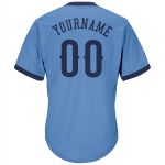 Custom Name and Number Light Blue Navy Baseball Jersey Shirt - Authentic Throwback Rib-Knit Design Personalized Light Blue