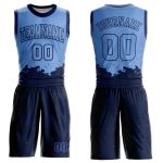 Custom Name Number Light Blue Navy Splash Basketball Jersey Sublimation Round Neck Suit Personalized Light Blue Navy Color