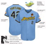 Custom Name and Number Authentic Baseball Jersey - Light Blue Navy Gold Personalization Personalized Light Blue Navy-Gold