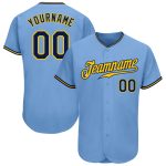Custom Name and Number Authentic Baseball Jersey - Light Blue Navy Gold Personalization Personalized Light Blue Navy-Gold