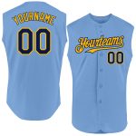 Custom Name Number Personalized Light Blue Navy Gold Baseball Jersey - Authentic Sleeveless Team Gear Personalized Light