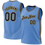 Custom Personalized Basketball Jersey - Light Blue Navy Gold with Name & Number - Authentic Throwback Design Personalized