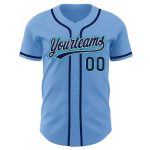 Custom Name Number Authentic Baseball Jersey - Light Blue Navy Gray Teal Personalized Light Blue Navy Gray-Teal Authentic