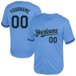 Custom Name and Number Personalized Baseball Jersey - Light Blue Navy Gray-Teal Mesh Authentic Throwback Personalized Light