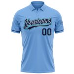 Custom Name and Number Performance Vapor Golf Polo Shirt - Light Blue Navy Gray Teal Personalized Light Blue Navy Gray-Teal