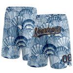 Custom 3D Pattern Basketball Shorts with Personalized Name and Number - Light Blue Navy-Old Gold Shells Personalized Light