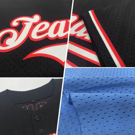 Custom Light Blue and Navy Baseball Jersey with Old Gold Mesh - Personalized Name and Number, Authentic Throwback Design