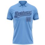 Custom Light Blue Navy Golf Polo Shirt with Personalized Name and Number - Performance Vapor Team Apparel Personalized Light