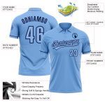 Custom Light Blue Navy Golf Polo Shirt with Personalized Name and Number - Performance Vapor Team Apparel Personalized Light