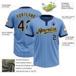 Custom Unisex Softball Jersey - Personalized Light Blue Navy Pinstripe Gold Two-Button with Name & Number Personalized Light