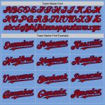 Custom Name Number Unisex Softball Jersey Light Blue Navy Pinstripe Two-Button Red Design - Personalized Team Apparel Personalized