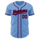 Personalized Light Blue Baseball Jersey with Navy and Red Accents - Authentic Design Personalized Light Blue Navy-Red Authentic