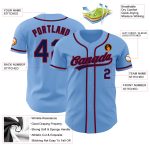 Personalized Light Blue Baseball Jersey with Navy and Red Accents - Authentic Design Personalized Light Blue Navy-Red Authentic